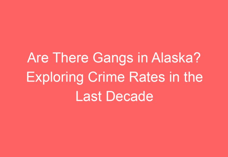 Are There Gangs in Alaska? Exploring Crime Rates in the Last Decade