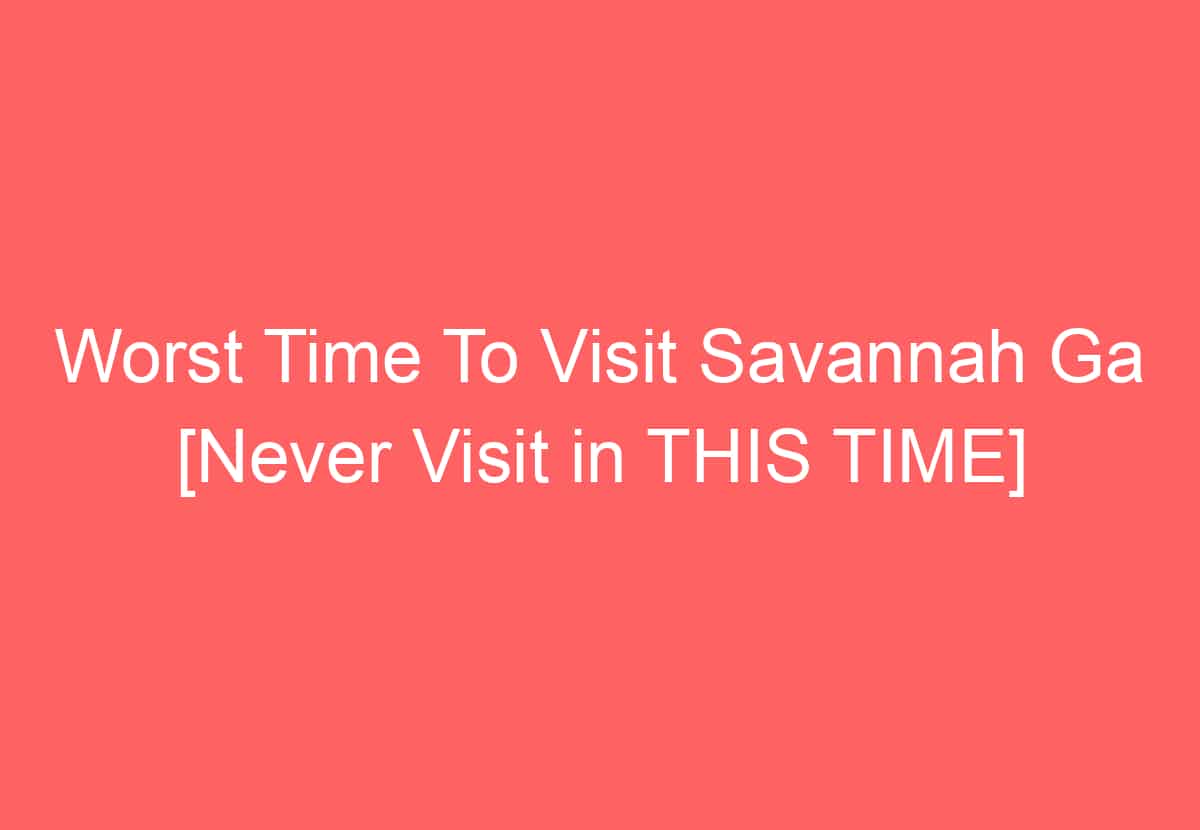 Best Time to Visit Savannah GA Plan Your Trip According to Season