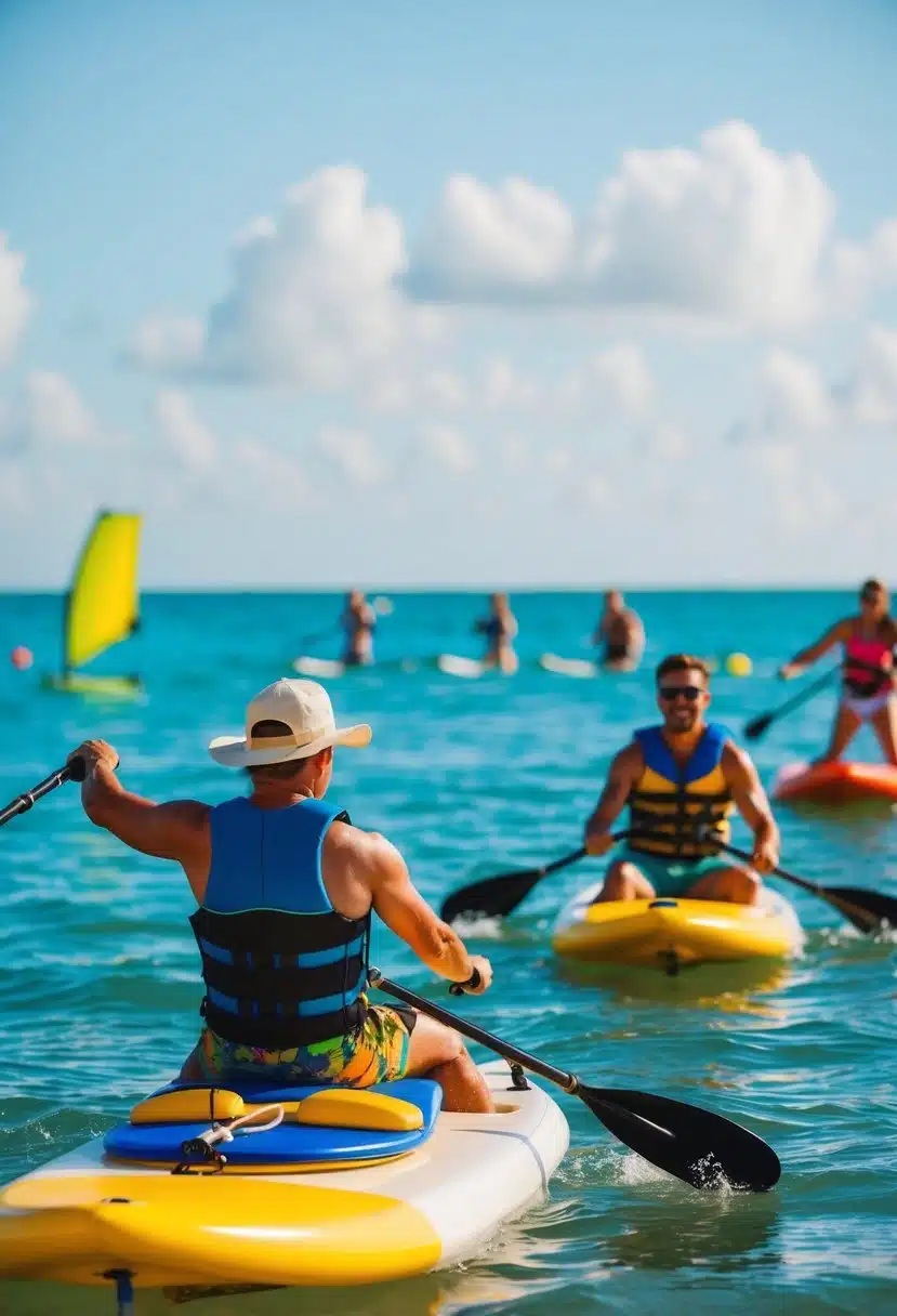 People enjoying water sports and beach activities at Cocoa Beach