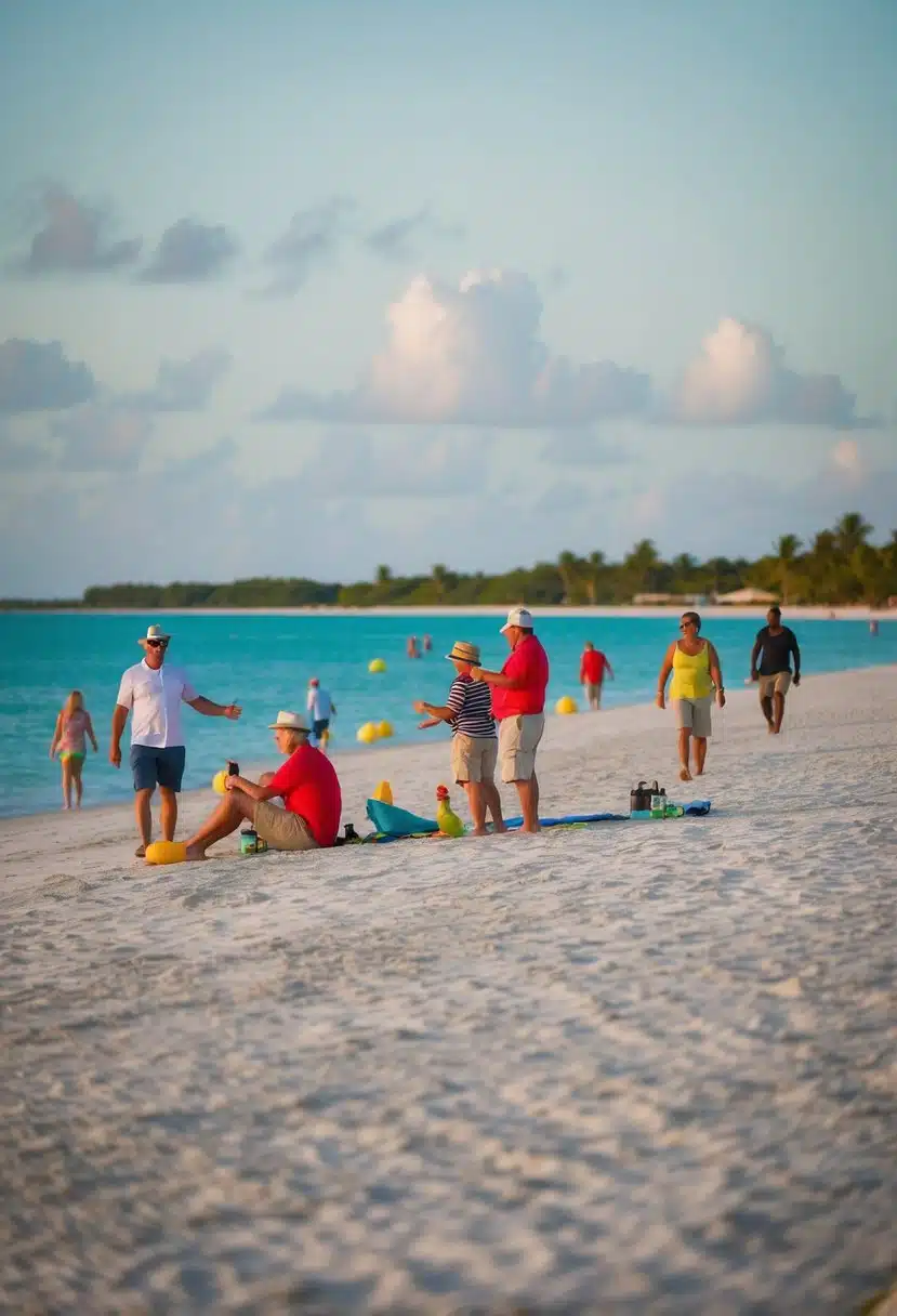 People enjoying activities on Crescent Beach in Siesta Key