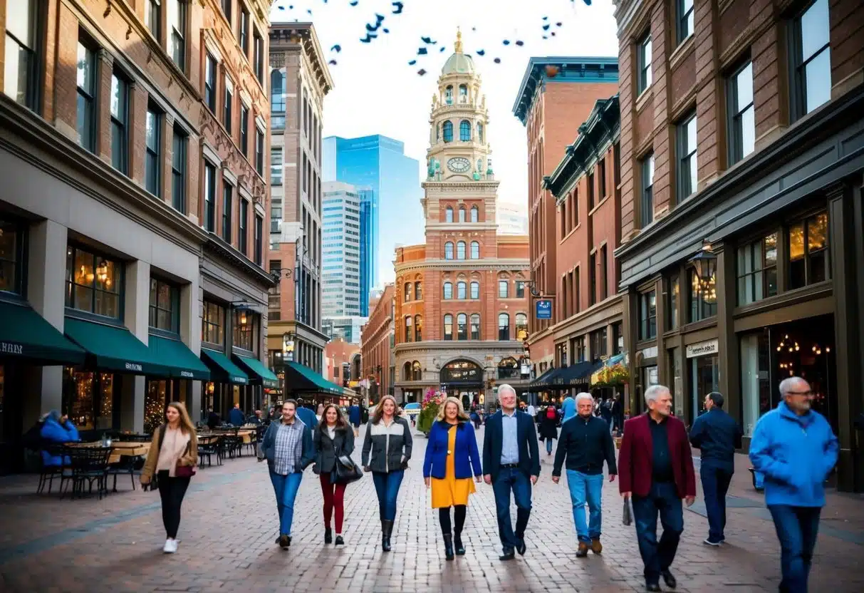 Stroll through Larimer Square, surrounded by historic buildings, trendy shops, and lively restaurants in Denver, Colorado